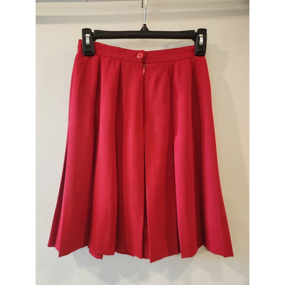 VTG Liz Claiborne Pleated Red Midi Skirt Women Petite Size‎ 4 Preppy Classic